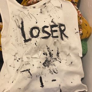 ‼️‼️HANDMADE WHITE TANK TOP LOSER‼️‼️